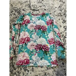 Girls Floral Posh Peanut Top Size 9 Aqua